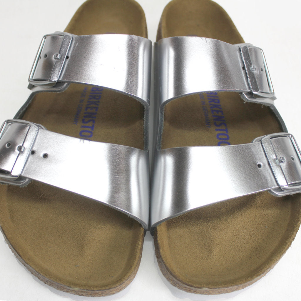 Birkenstock Womens Sandals Arizona Metallic Open-Back Slip-On Slides Leather - UK 5