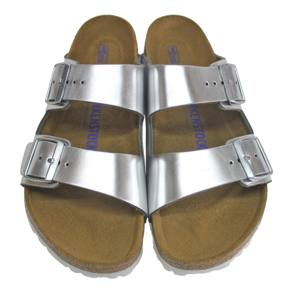 Birkenstock Womens Sandals Arizona Metallic Open-Back Slip-On Slides Leather - UK 5.5