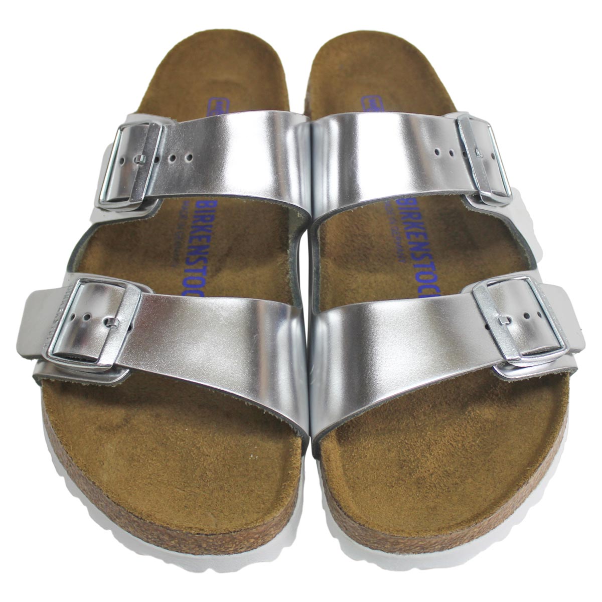 Birkenstock Womens Sandals Arizona Metallic Open-Back Slip-On Slides Leather - UK 5.5