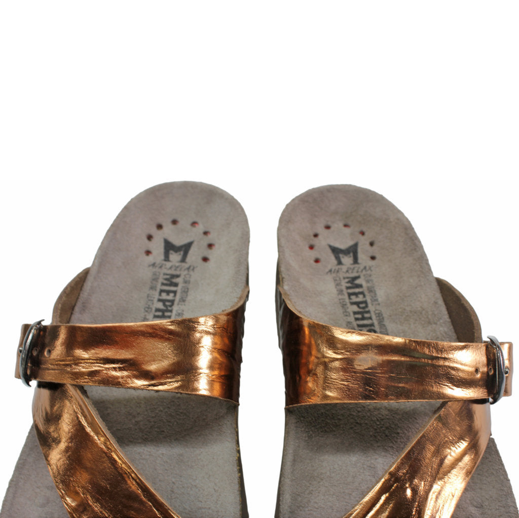 Mephisto Womens Sandals Helen Casual Buckle Slip On Metallic Leather - UK 4.5