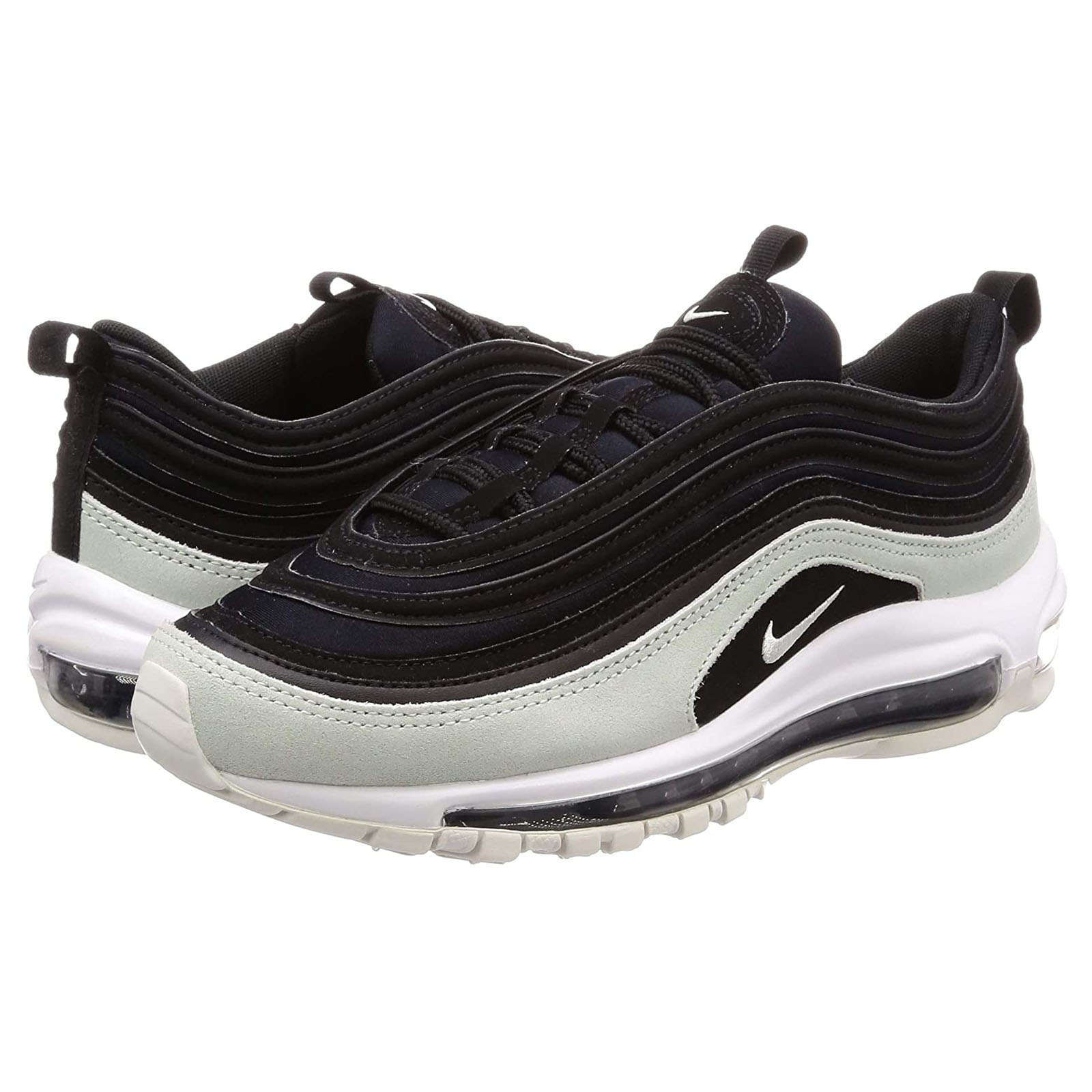 Nike air max 97 premium trainers in on sale black cracked leather