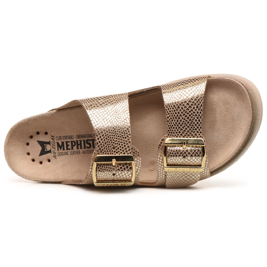 Mephisto Womens Sandals Hester Buckles Open-Back Slides Metallic Leather - UK 6.5