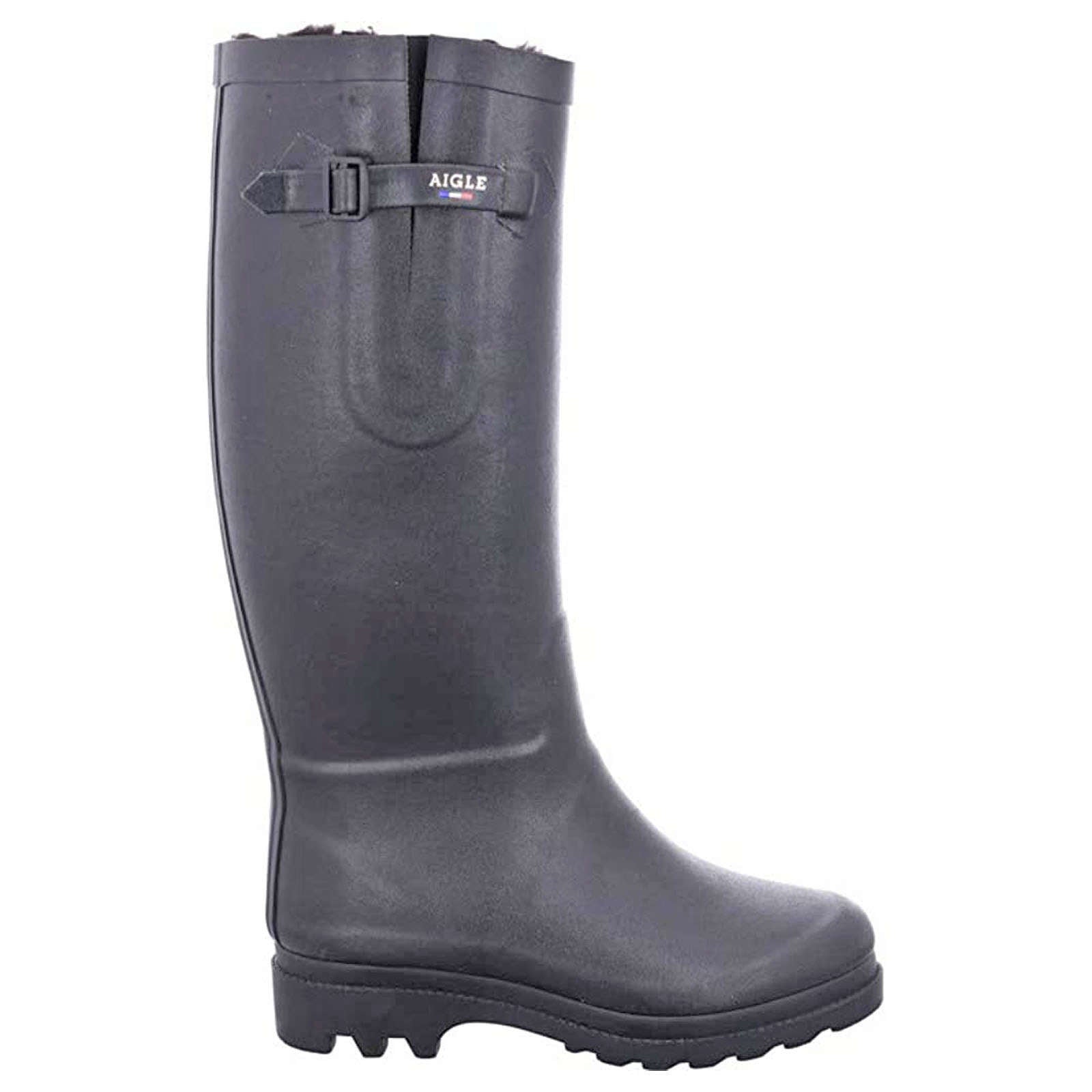 Aigle Aiglentine Fur 2 Rubber Fur-Lined Women's Tall Wellington Boots#color_noir