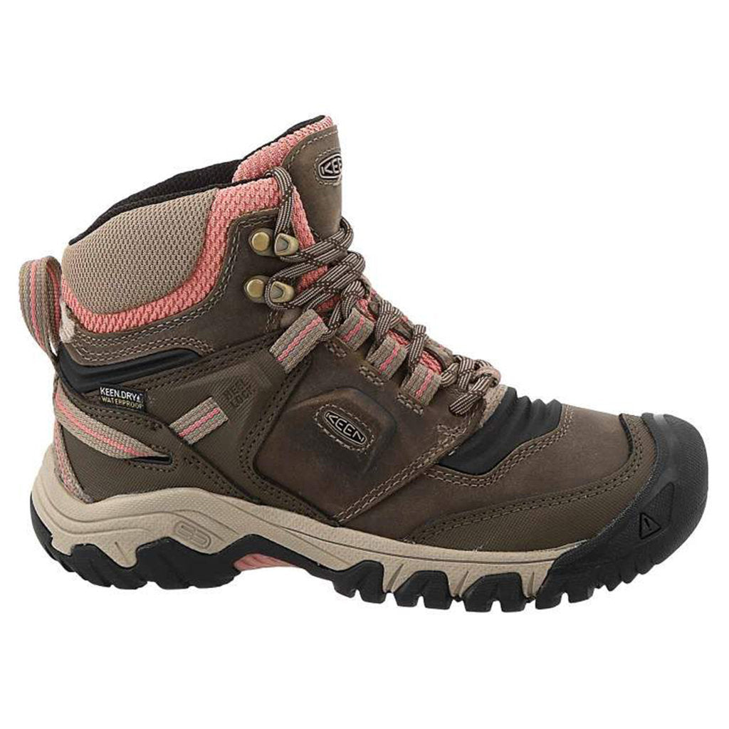 Keen Womens Boots Ridge Flex Mid WP Lace-Up Ankle Hiking Leather Textile - UK 5.5