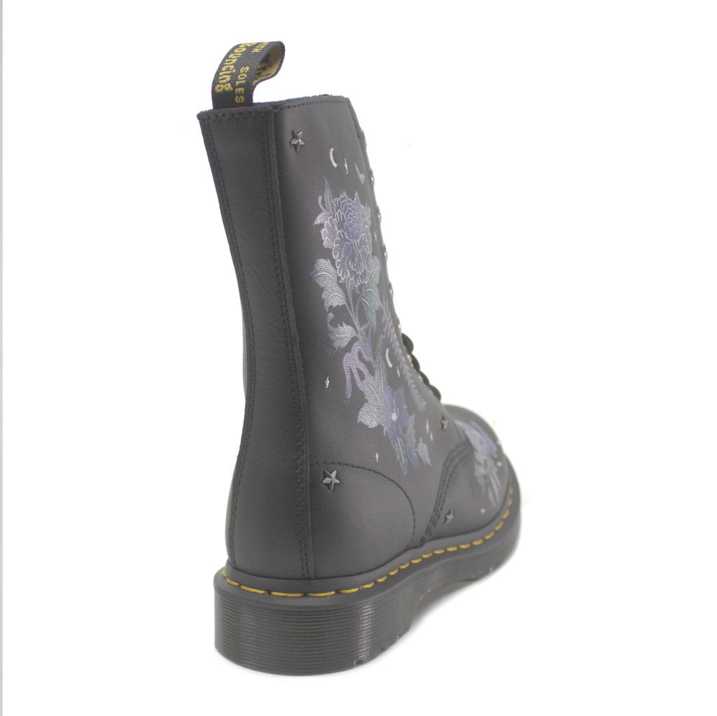 Dr. Martens 1490 Floral Smooth Leather Women's Mid-Calf Boots#color_black