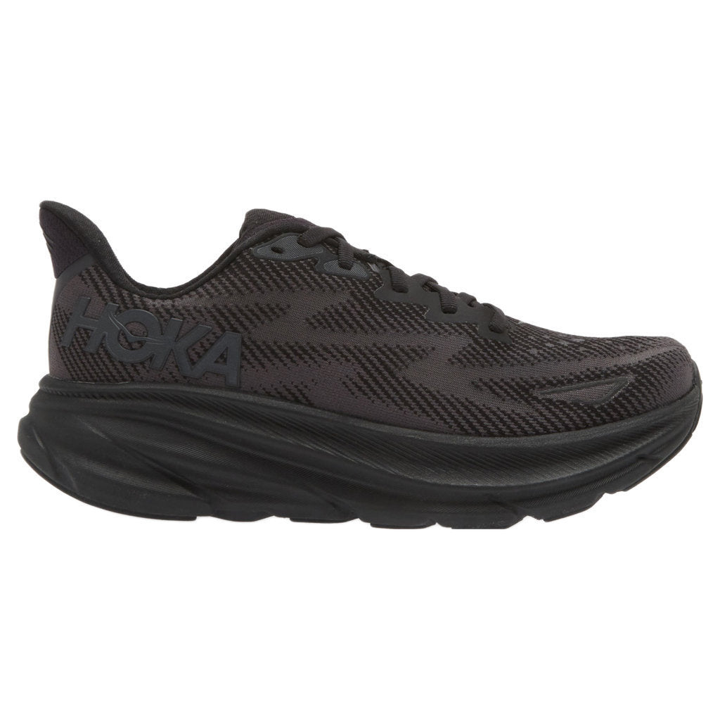 Hoka One One Clifton 9 Wide Mesh Men's Low-Top Road Running Trainers#color_black black