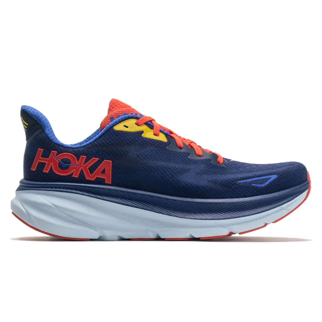 Hoka One One Clifton 9 Wide Mesh Men's Low-Top Road Running Trainers#color_bellwether blue dazzling blue