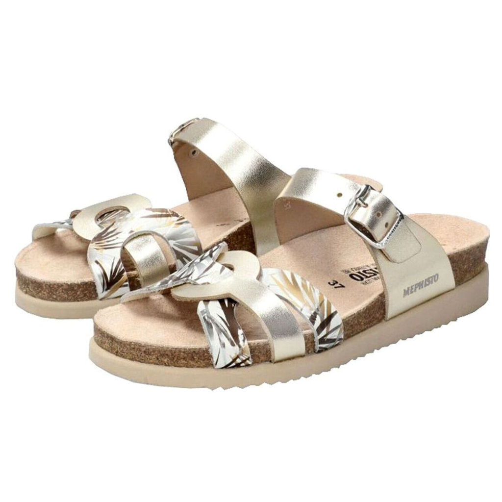 Mephisto Helma Metallic Leather Womens Sandals#color_gold