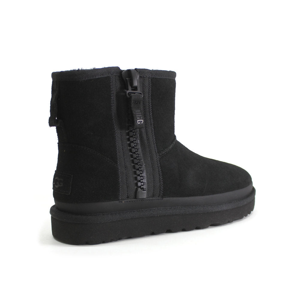 Ugg Classic Mini Zipper Tape Logo Suede Womens Boots#color_black