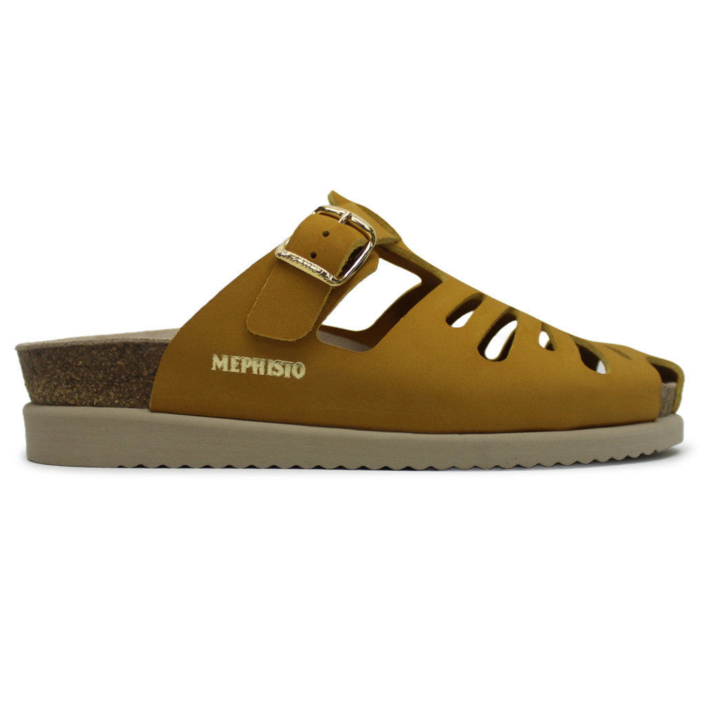 Mephisto Hedina Nubuck Leather Womens Sandals#color_ochre