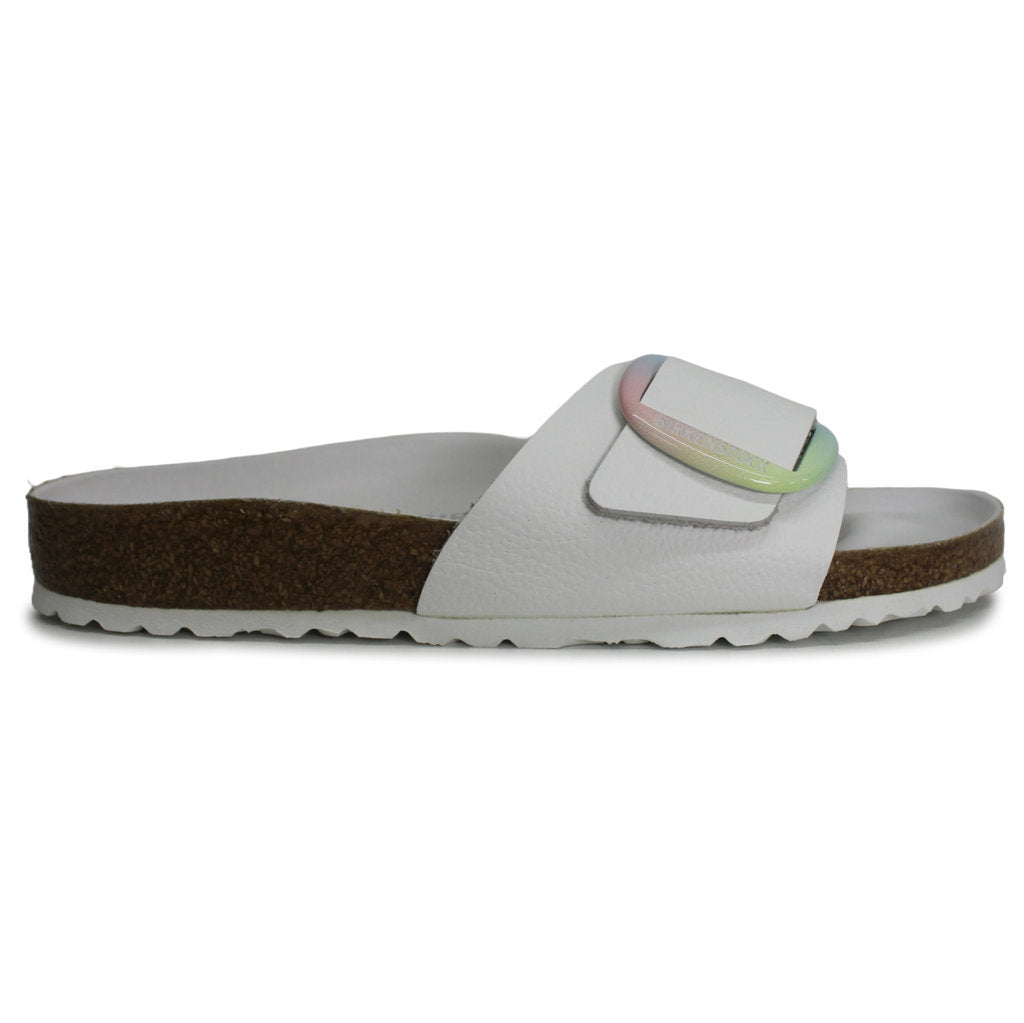 Birkenstock Madrid Big Buckle Natural Leather Unisex Sandals#color_white